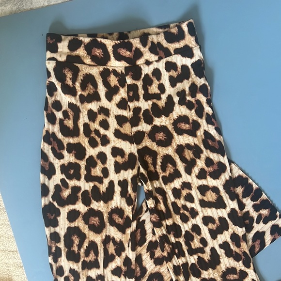 H & M summer bell bottom cheetah print pants elastic waist Bodycon xs/s concert - Picture 3 of 5